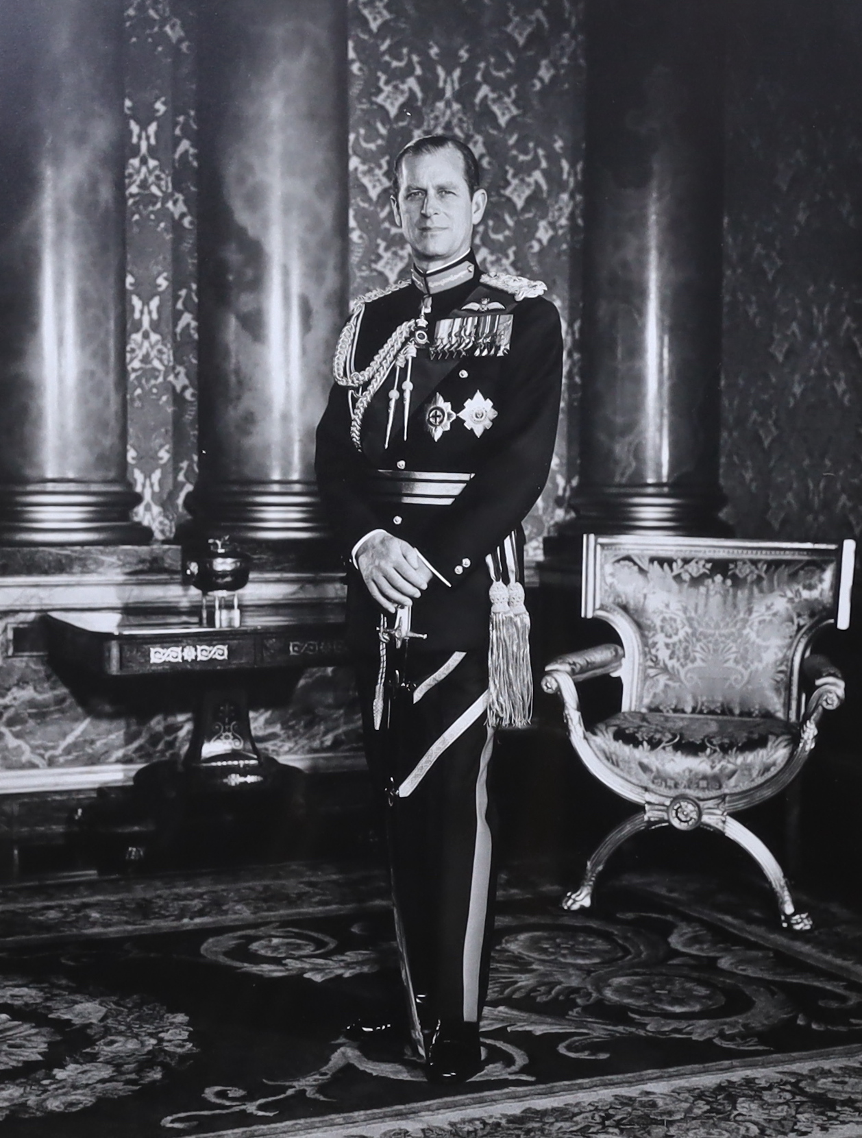 Anthony Buckley (British, 1912-1993) A pair of framed black and white portrait photographs of Queen Elizabeth II and Prince Philip, photographs 51 x 39cm, frames overall 69 x 51cm
